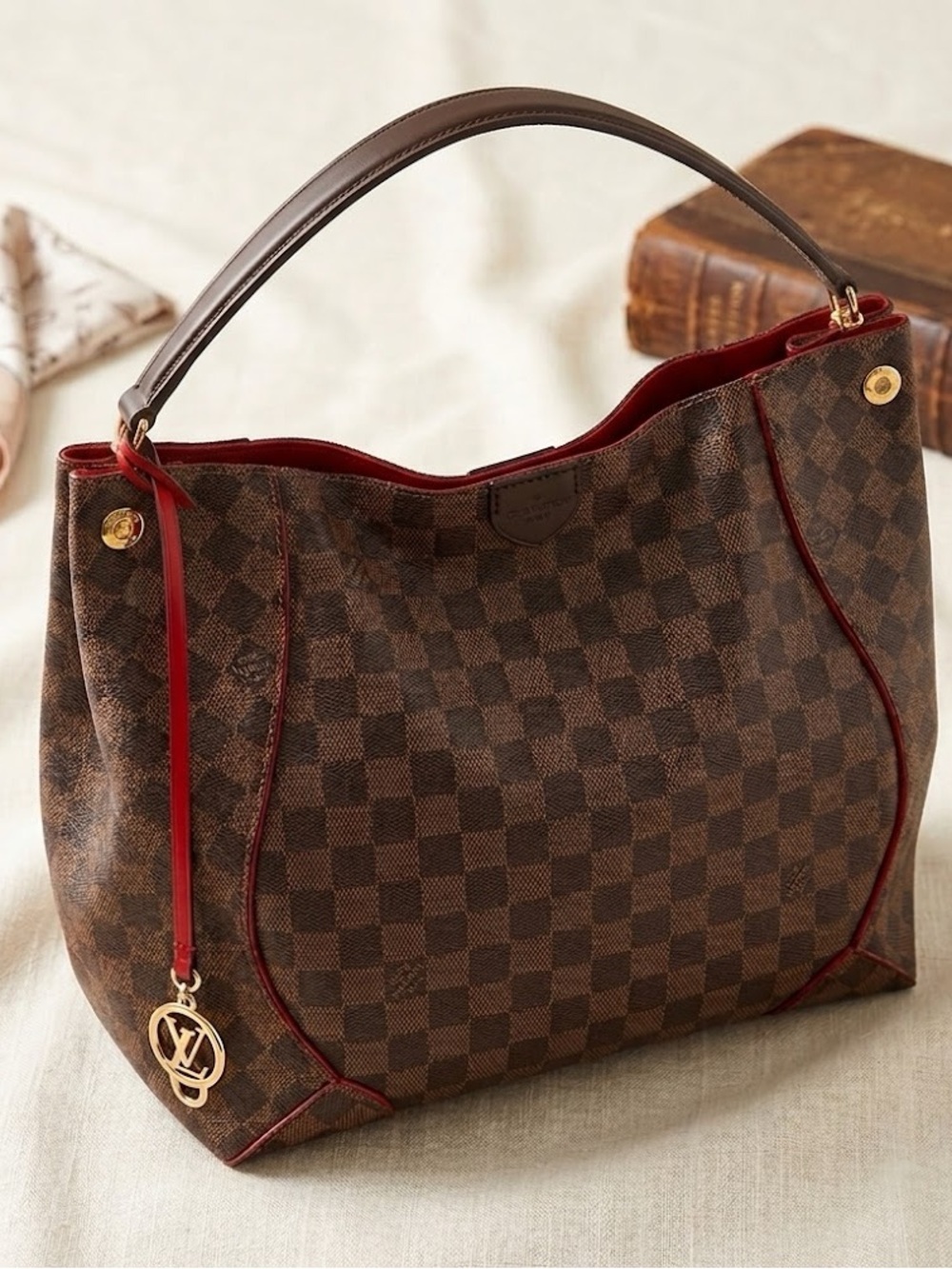 🍒 Louis Vuitton HOBO MM Damier Cerise